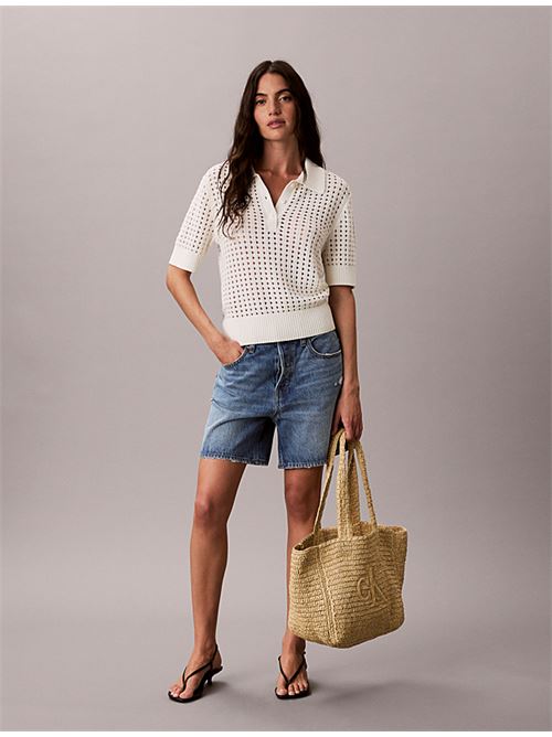 bold ck raffia medium tote CALVIN KLEIN | LV04F3447G0EI